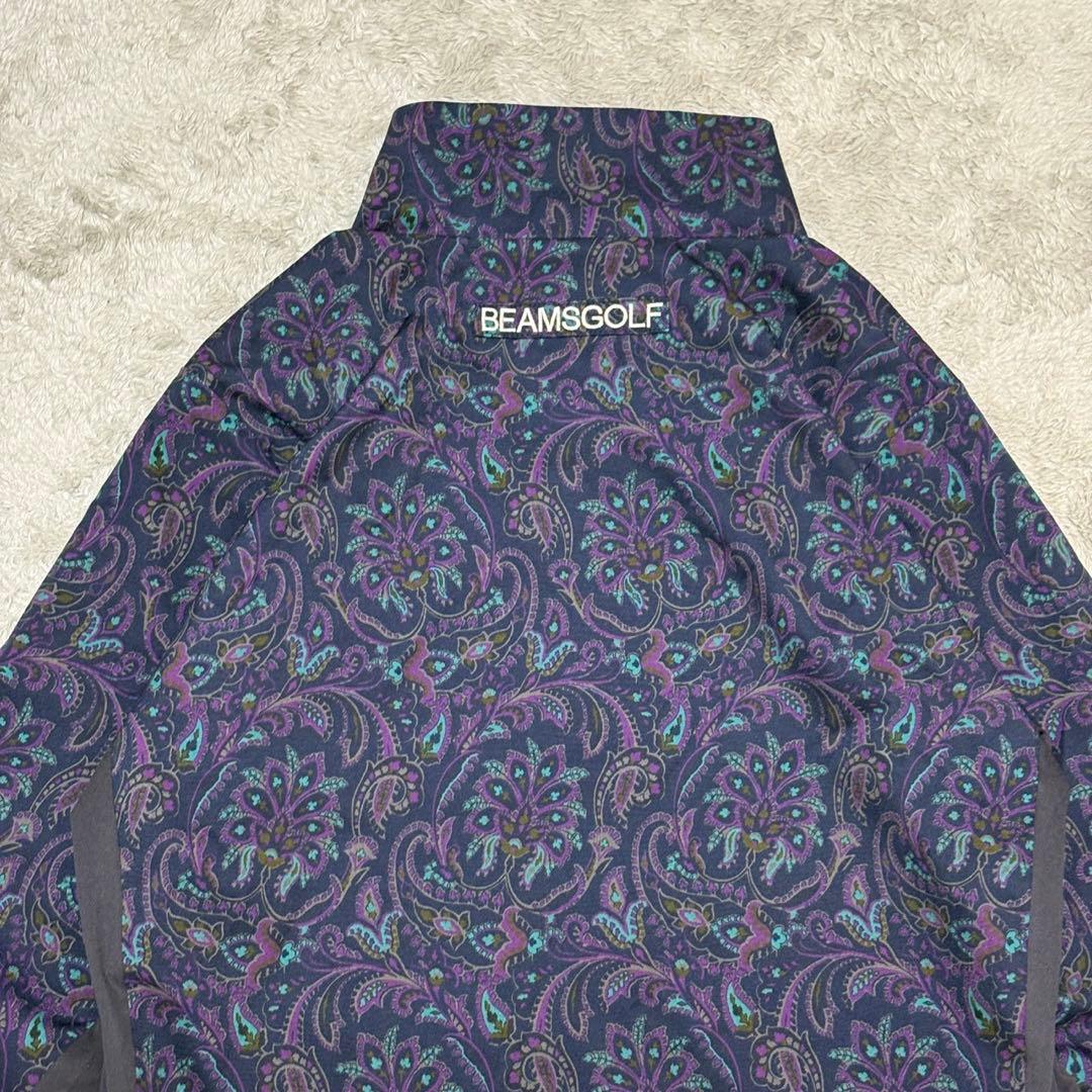 【美品】 BEAMS GOLF ジャケット 総柄 ペイズリー ネイビー BY44