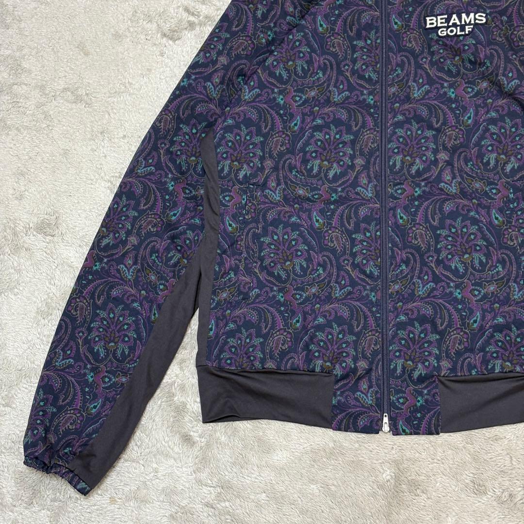 【美品】 BEAMS GOLF ジャケット 総柄 ペイズリー ネイビー BY44