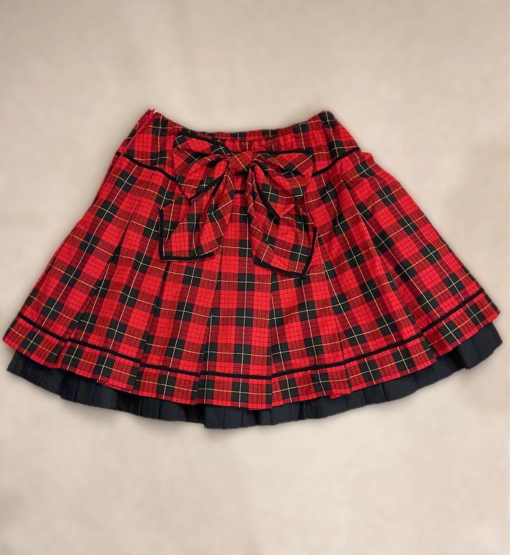 アンジェリックプリティ タータンチェックスカート＋リボンクリップセット
