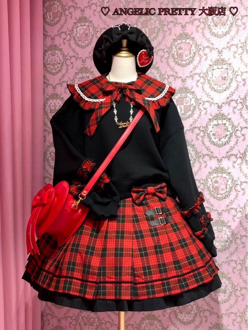 アンジェリックプリティ タータンチェックスカート＋リボンクリップセット