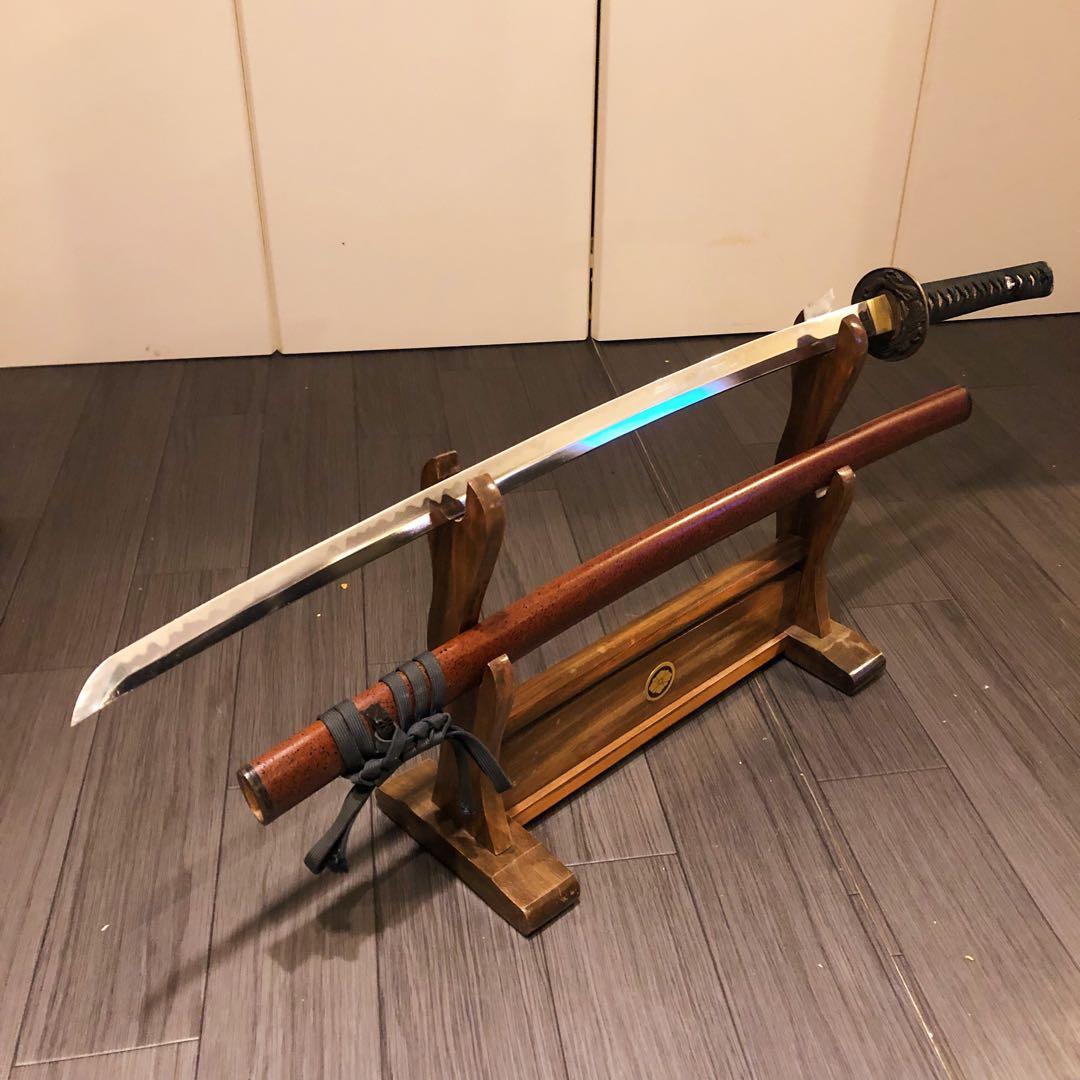 高級模造刀　深朱拵え　高級居合刀　研波刃　合金