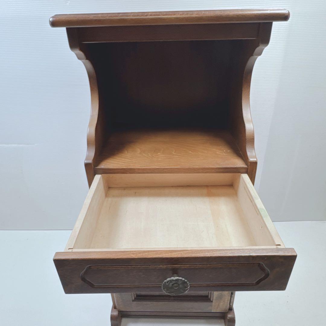 k1865 昭和レトロ カリモク コロニアル 木製コールキャビネット 電話台