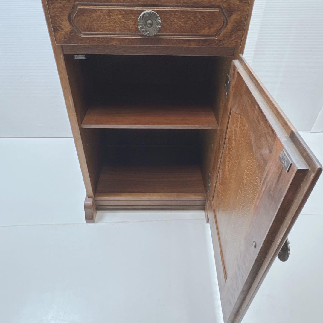 k1865 昭和レトロ カリモク コロニアル 木製コールキャビネット 電話台