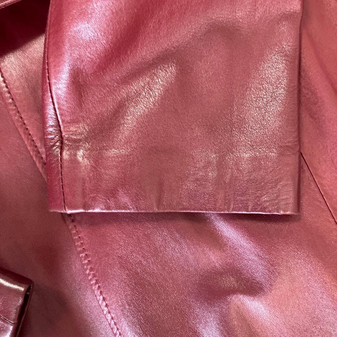 バーガンディ 羊皮コートフォックスファー付き　インナーはラビット取り外し可能