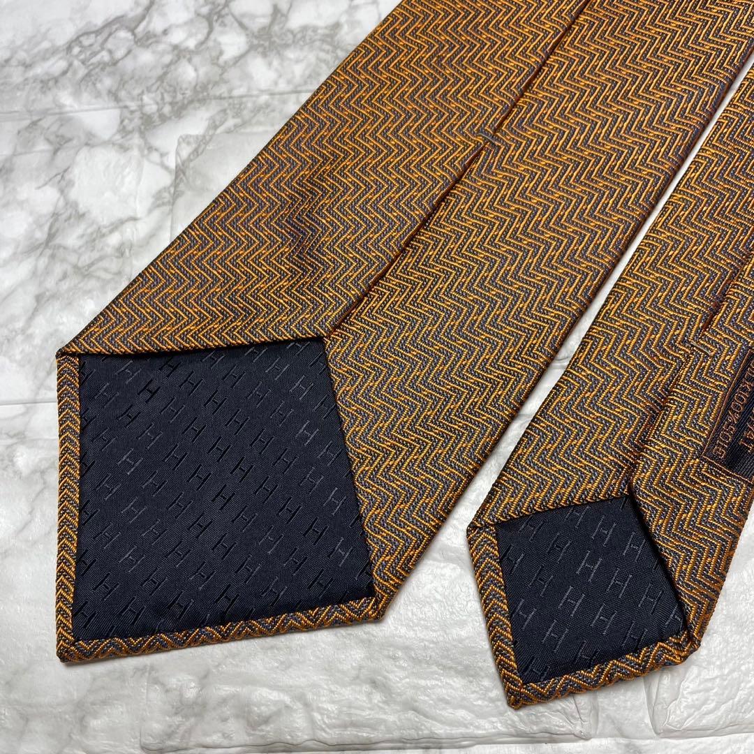 エルメス　HERMES ネクタイ　H オレンジ　ソリッドタイ　スーツ　シャツ