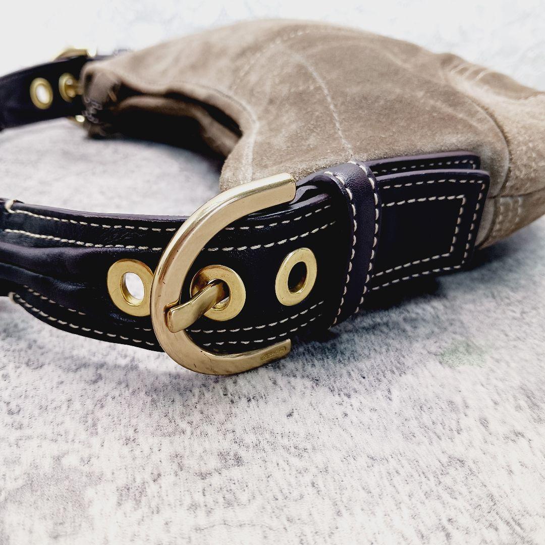 美品 コーチ スエード ホーボー ショルダーバッグ ワンショルダー ブラウン