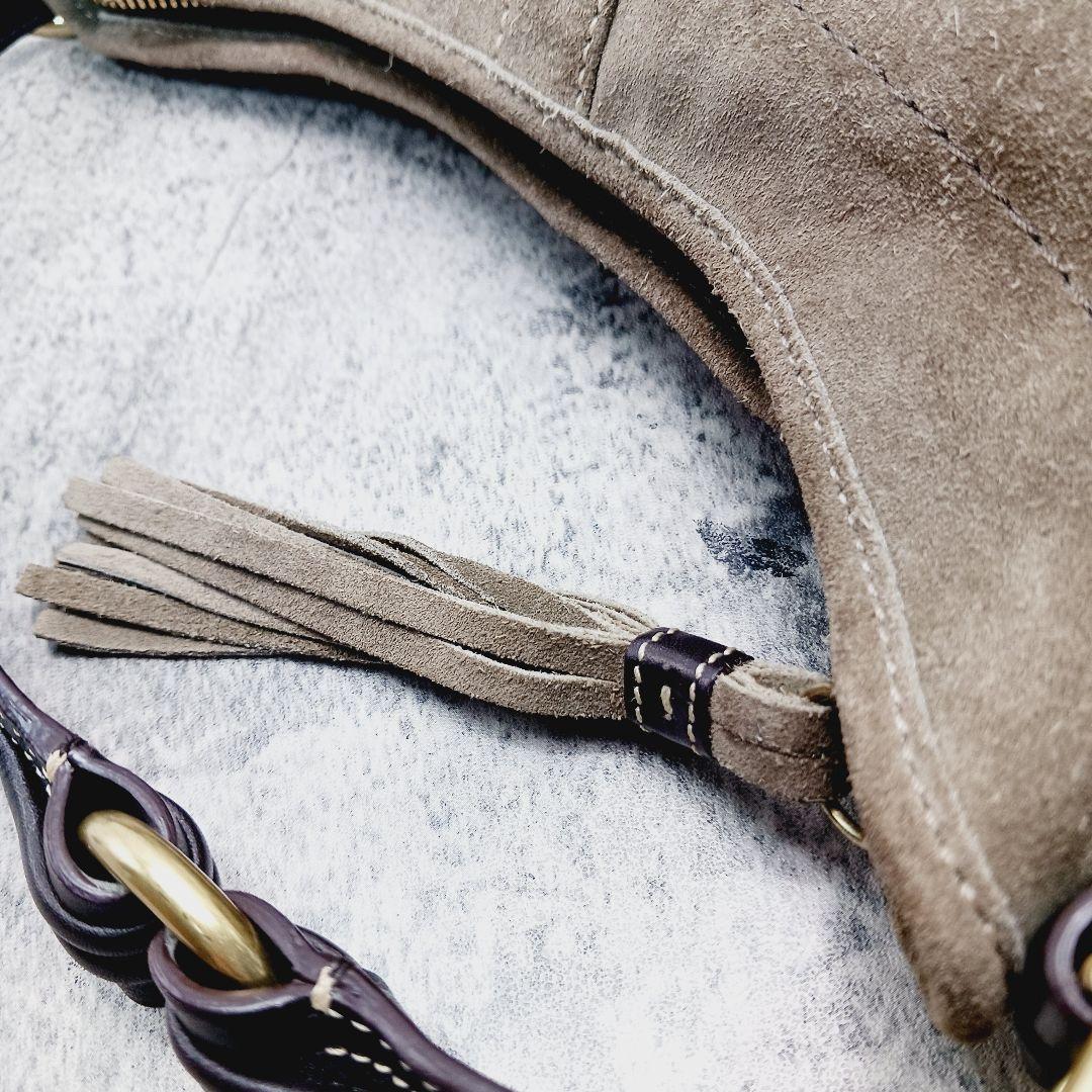 美品 コーチ スエード ホーボー ショルダーバッグ ワンショルダー ブラウン