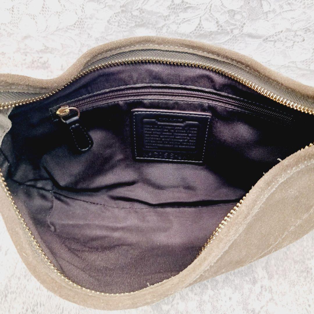 美品 コーチ スエード ホーボー ショルダーバッグ ワンショルダー ブラウン