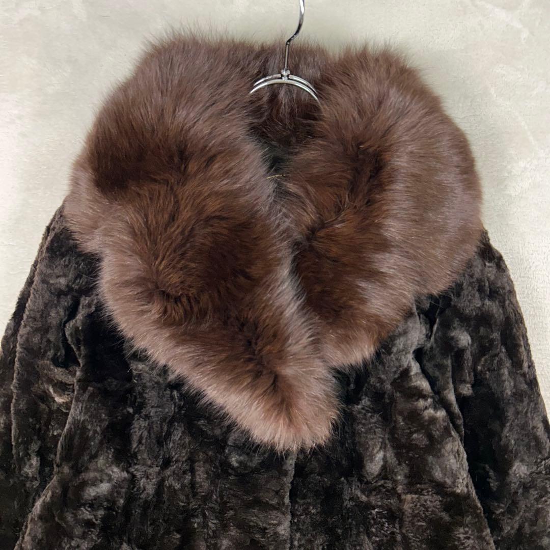 LUPIAN FURS 高級ミンクファーコート フォックスファーボリュームカラー