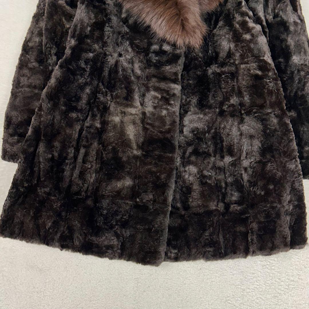 LUPIAN FURS 高級ミンクファーコート フォックスファーボリュームカラー