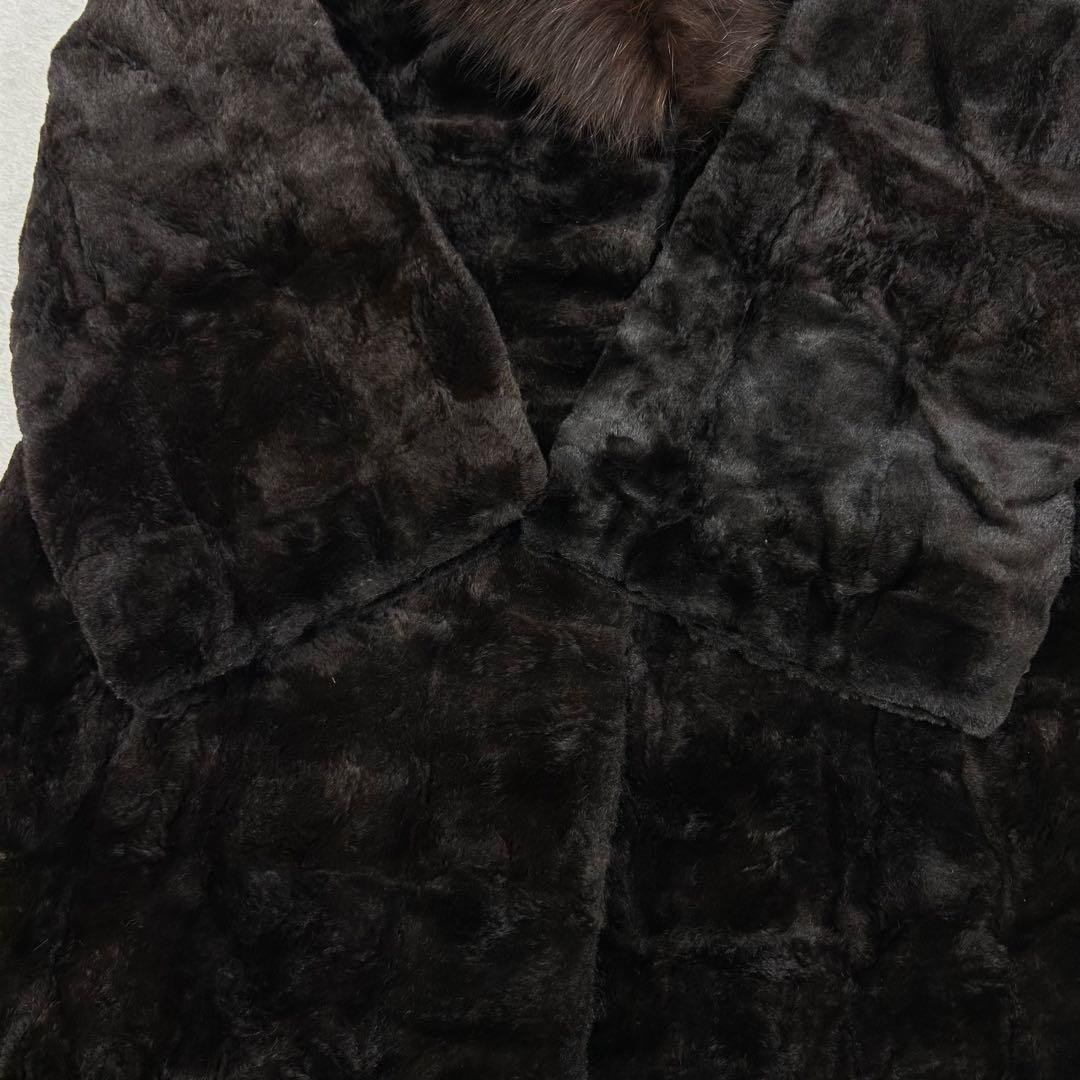 LUPIAN FURS 高級ミンクファーコート フォックスファーボリュームカラー