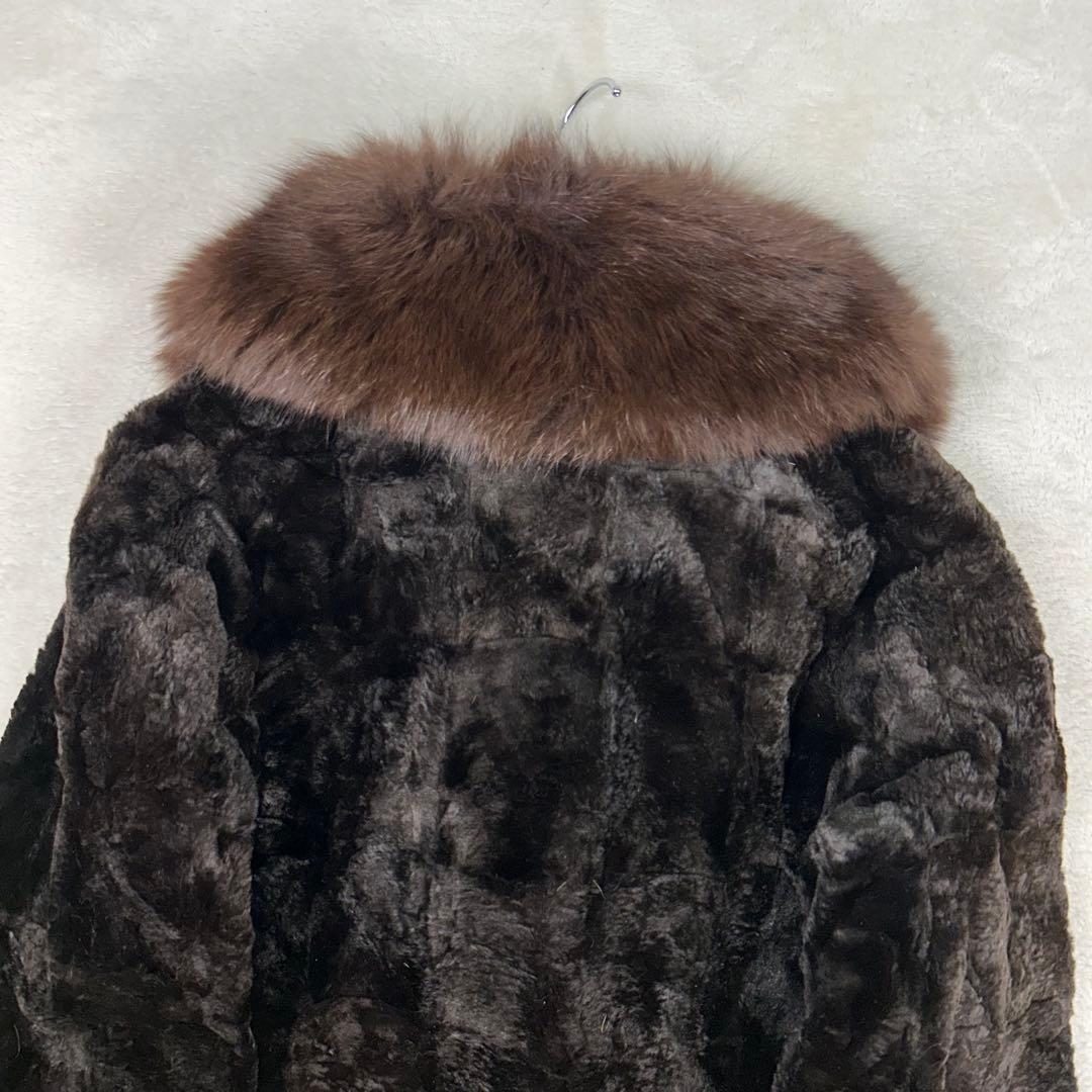 LUPIAN FURS 高級ミンクファーコート フォックスファーボリュームカラー