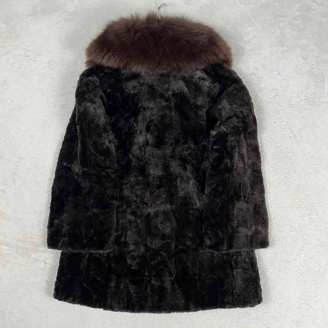 LUPIAN FURS 高級ミンクファーコート フォックスファーボリュームカラー