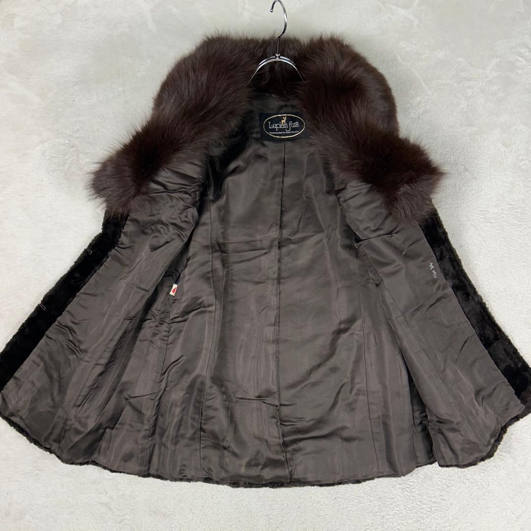 LUPIAN FURS 高級ミンクファーコート フォックスファーボリュームカラー