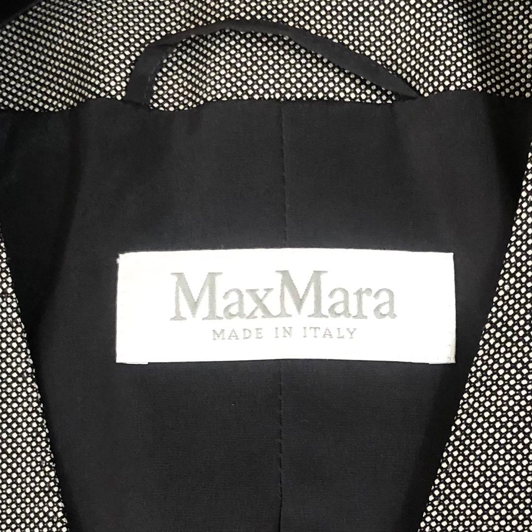 極美品‼️【マックスマーラ】40最高級白タグジャケット　ウールシルク　グレー黒白