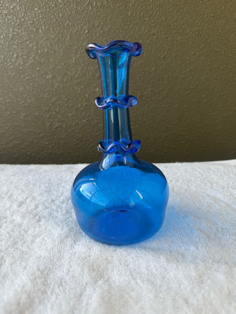 倉敷ガラス 小谷真三先生　花瓶(一輪挿し)　小谷ブルー