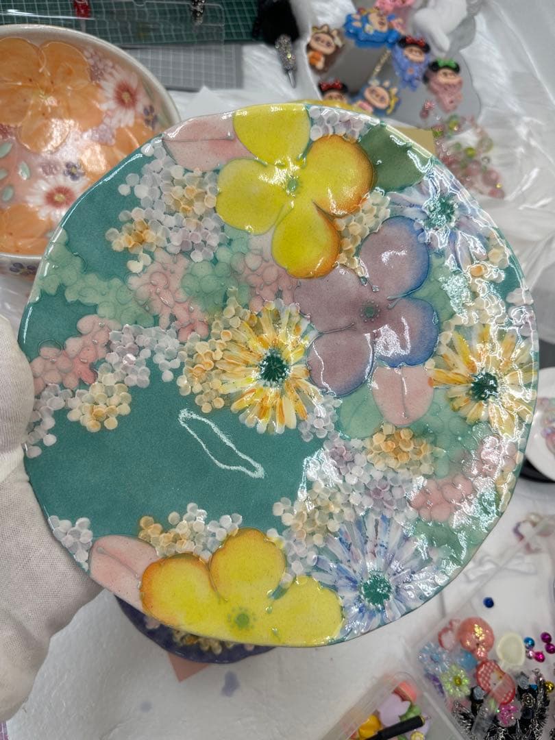 【未使用】工房ゆずりは　彩優花　パスタ皿】瀬戸焼 直径24m 贈り物　箱なし