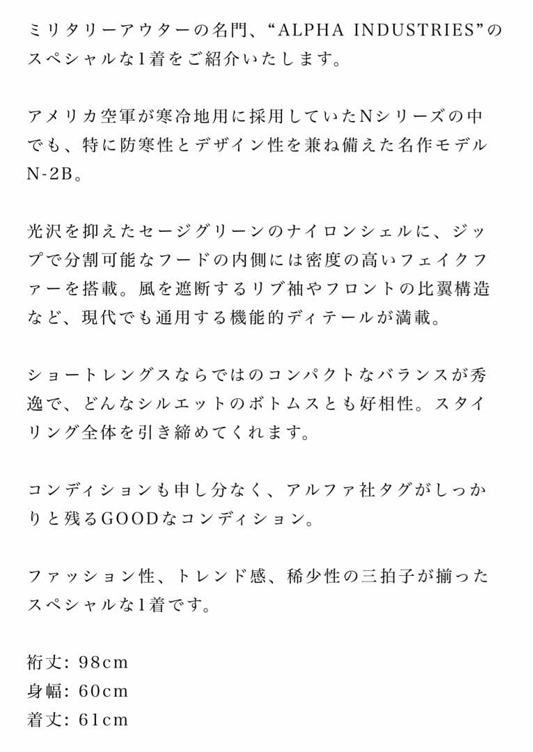 【 60s 】 N2B アルファ製　米軍　オリジナル