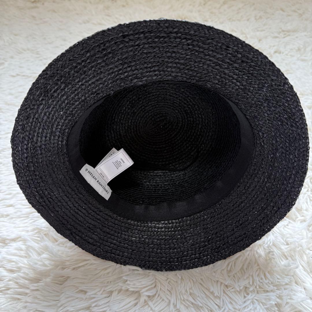 【極美品】ヘレンカミンスキー VALENCE 6 ラフィアハット黒 つば広 夏
