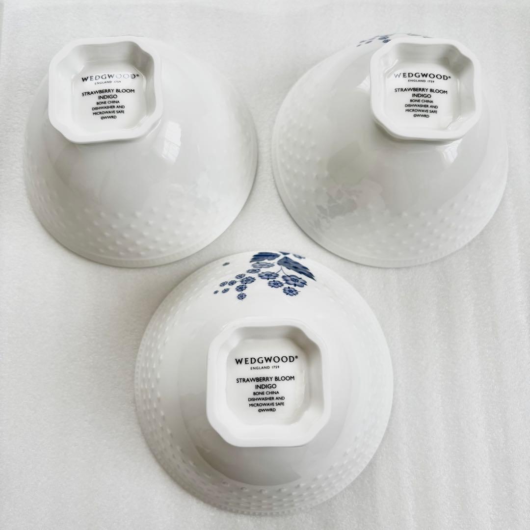 ウェッジウッド ストロベリーブルーム インディゴ 茶碗 ライスボウル M&L