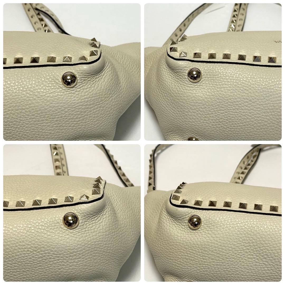 t95【極美品】保存袋付　ヴァレンティノロックスタッズシボ革2wayショルダー.