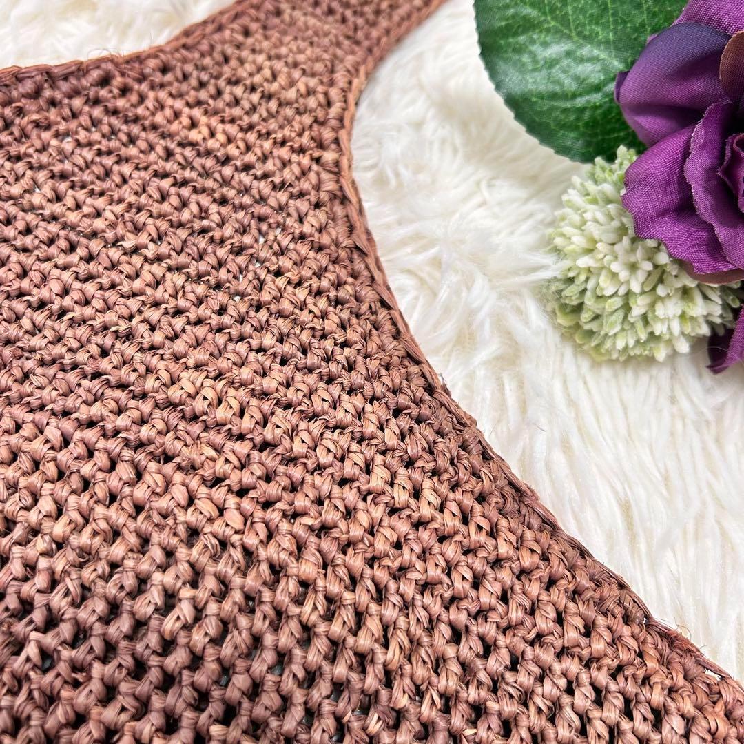 美品　ヘレンカミンスキー　ラフィア　カゴバッグ　ワンショルダー　金具　茶色