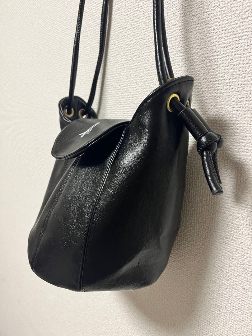 アニエスベー ブラック ショルダーバッグ ロゴ