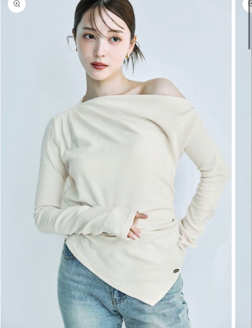 poláura オフショルダー長袖トップス