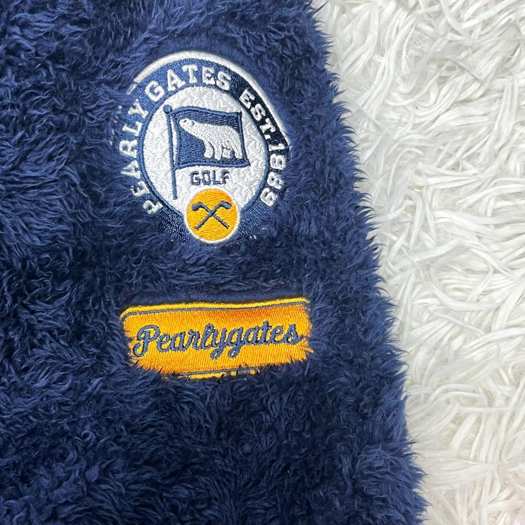 美品 パーリーゲイツ ファー パーカー ジャケット ロゴワッペン リブライン