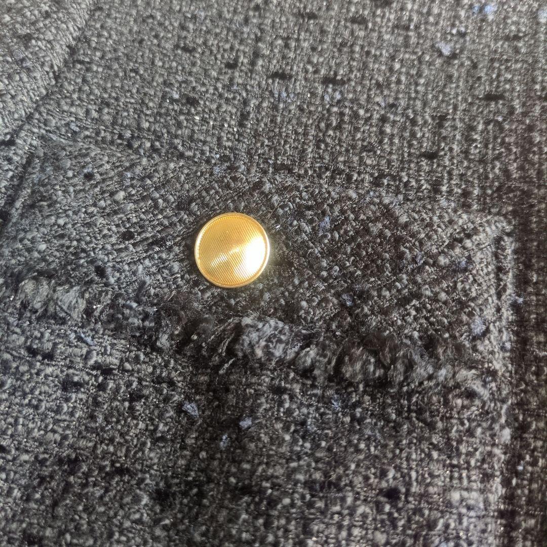 anysis ツイードノーカラーミドル ジャケット ネイビー　サイズ1