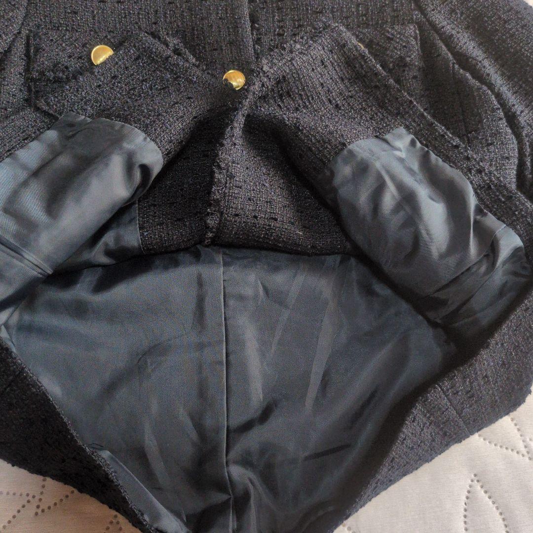 anysis ツイードノーカラーミドル ジャケット ネイビー　サイズ1