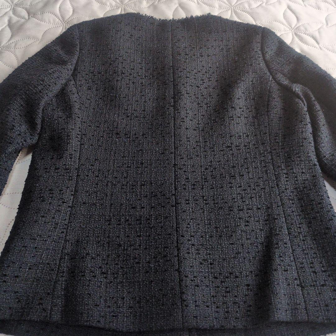 anysis ツイードノーカラーミドル ジャケット ネイビー　サイズ1
