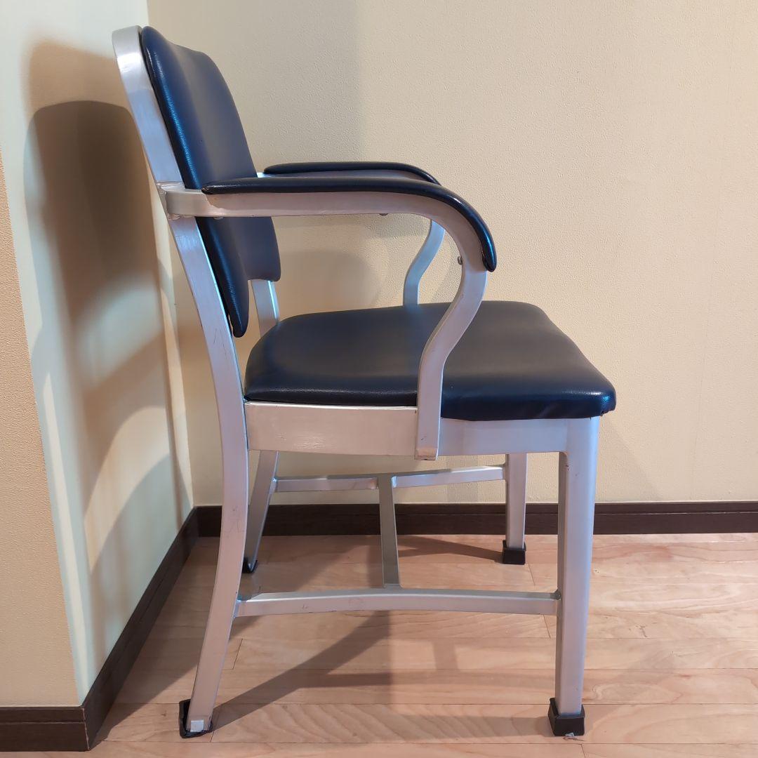 JM　④アメリカヴィンテージ　アルミ　NAVY　チェア　エメコ　4脚引取歓