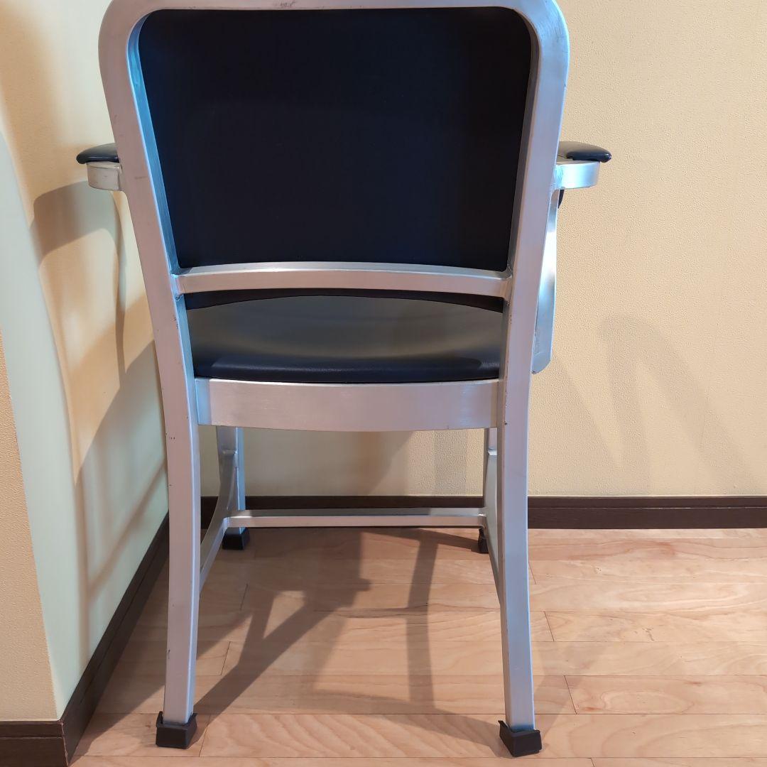 JM　④アメリカヴィンテージ　アルミ　NAVY　チェア　エメコ　4脚引取歓