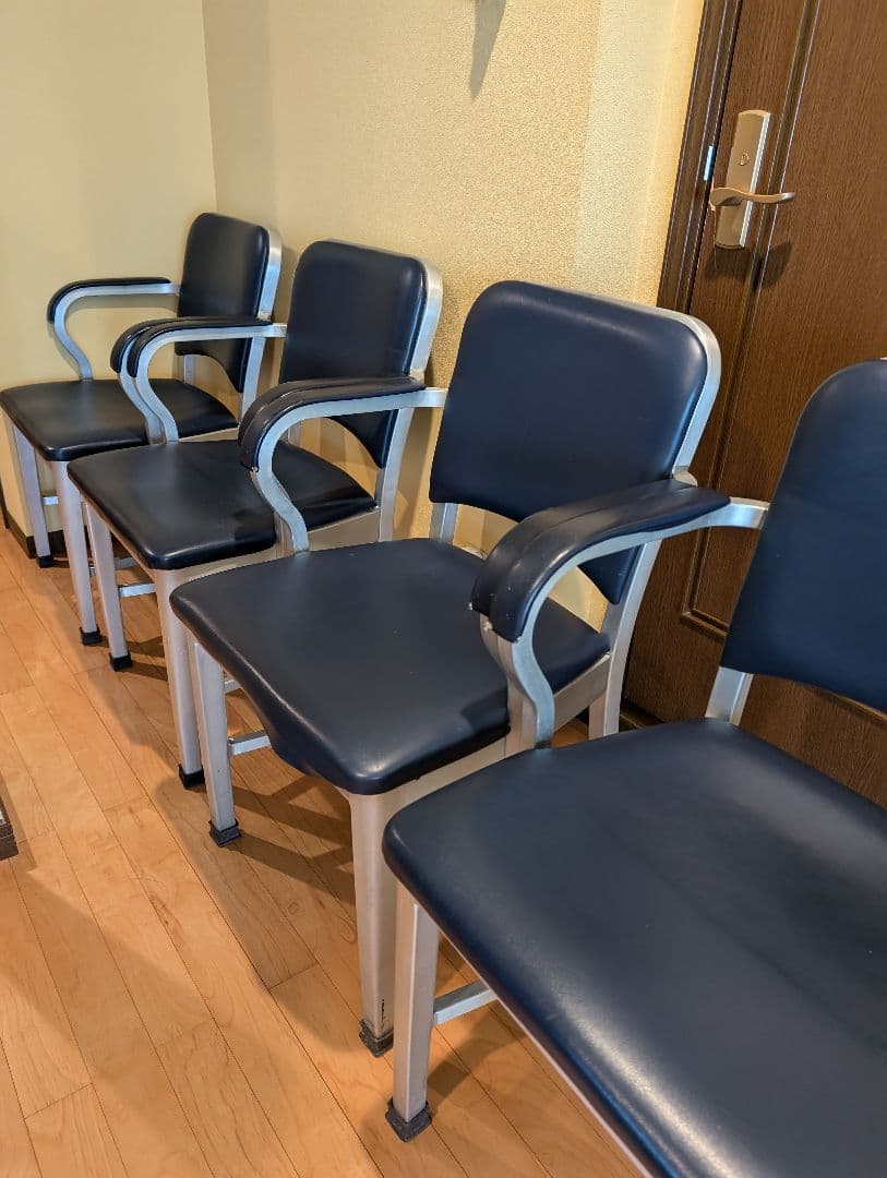 JM　④アメリカヴィンテージ　アルミ　NAVY　チェア　エメコ　4脚引取歓