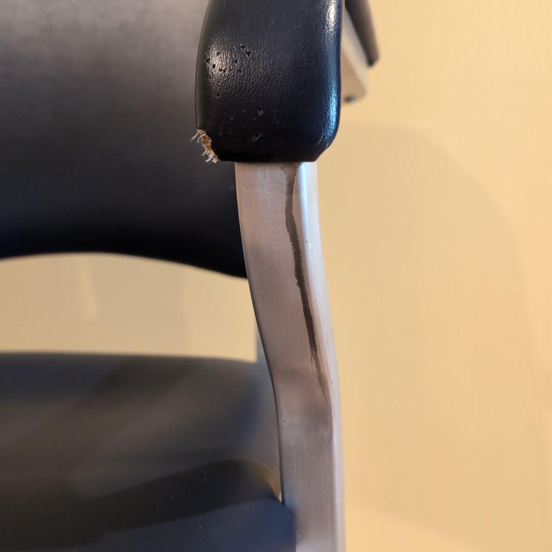 JM　④アメリカヴィンテージ　アルミ　NAVY　チェア　エメコ　4脚引取歓