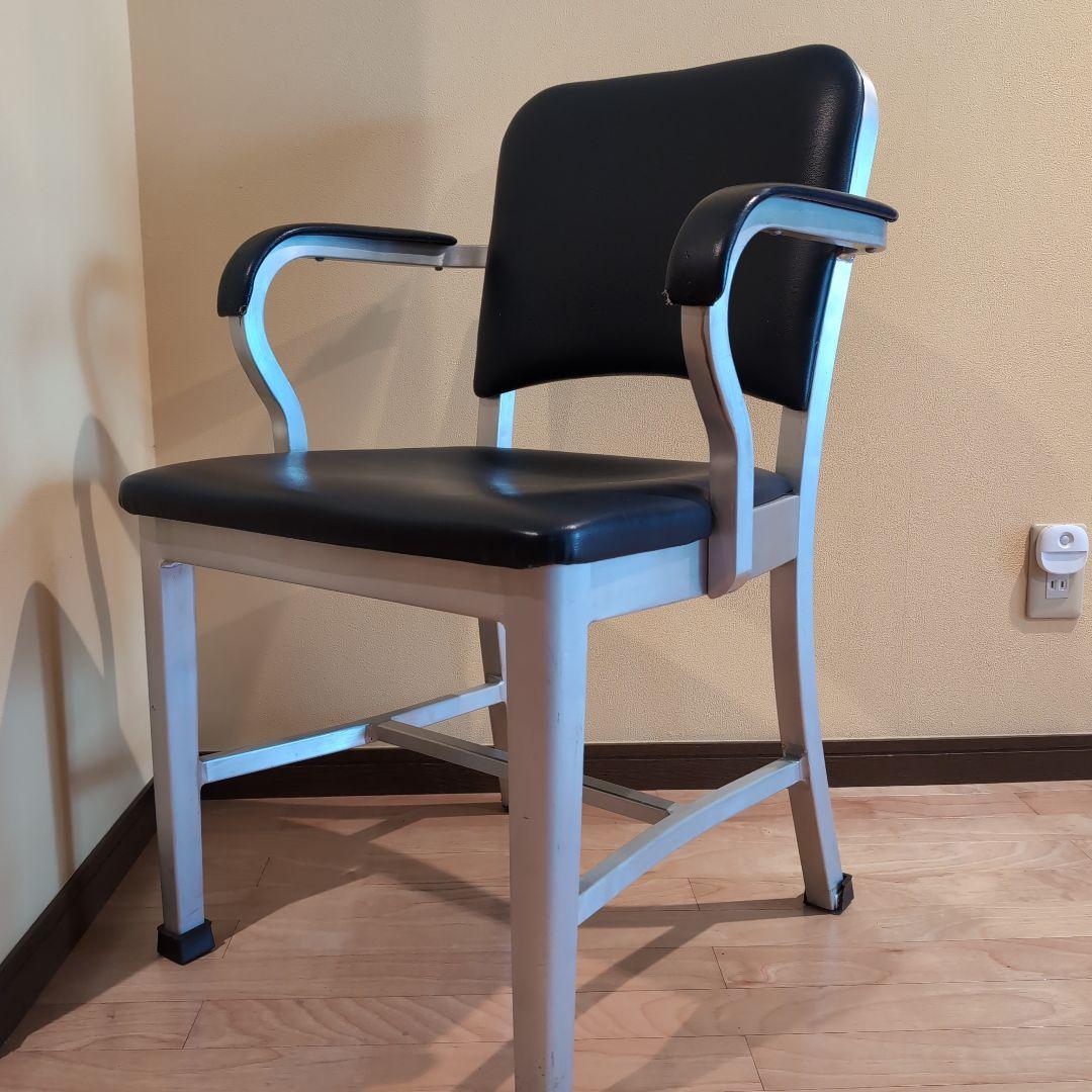 JM　④アメリカヴィンテージ　アルミ　NAVY　チェア　エメコ　4脚引取歓