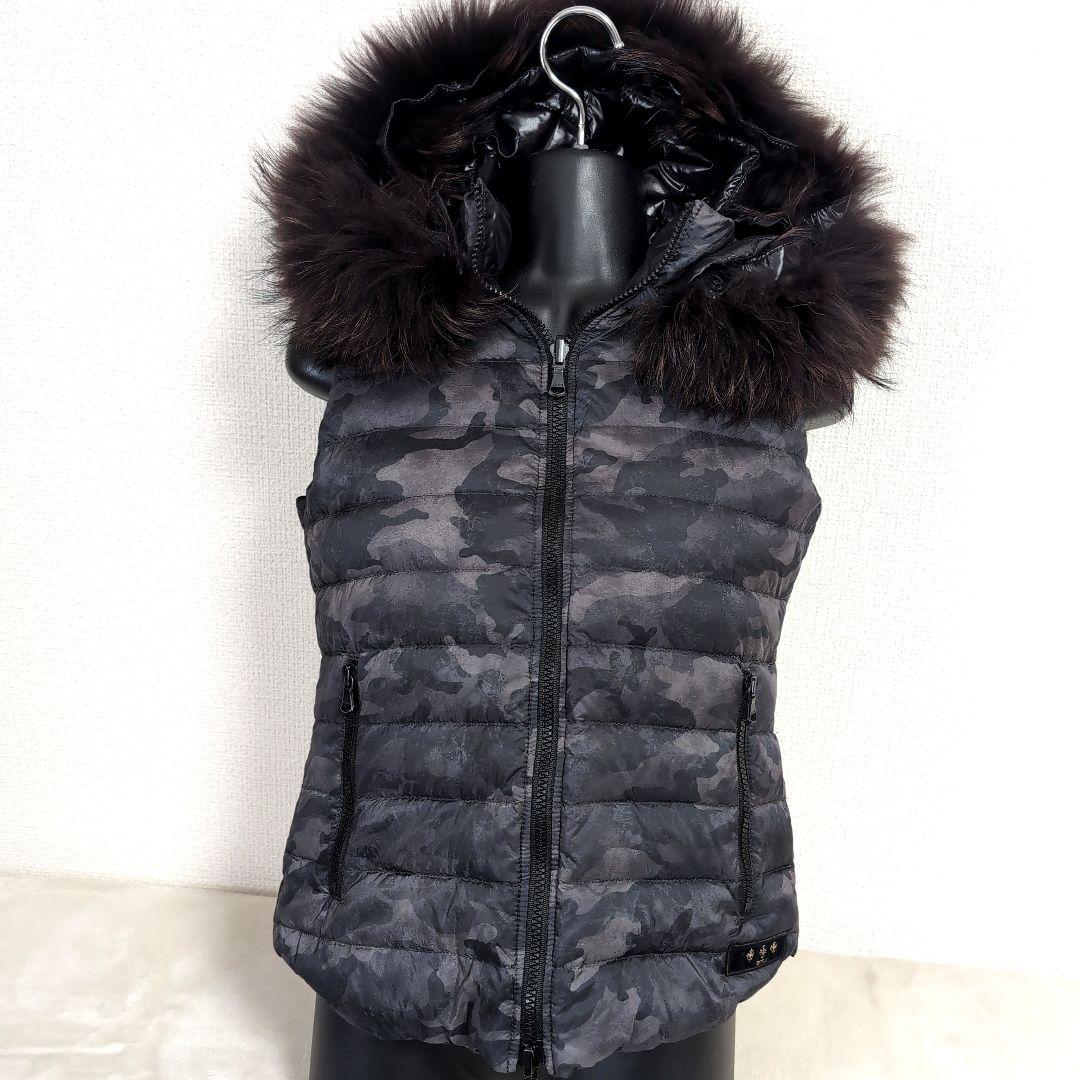 dv7 TATRAS 迷彩柄 黒 リバーシブル ダウンベスト レディースM相当