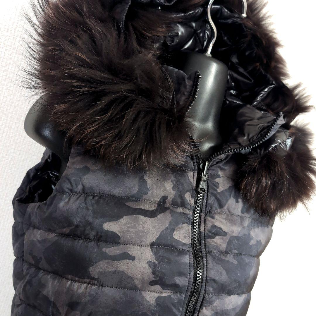 dv7 TATRAS 迷彩柄 黒 リバーシブル ダウンベスト レディースM相当