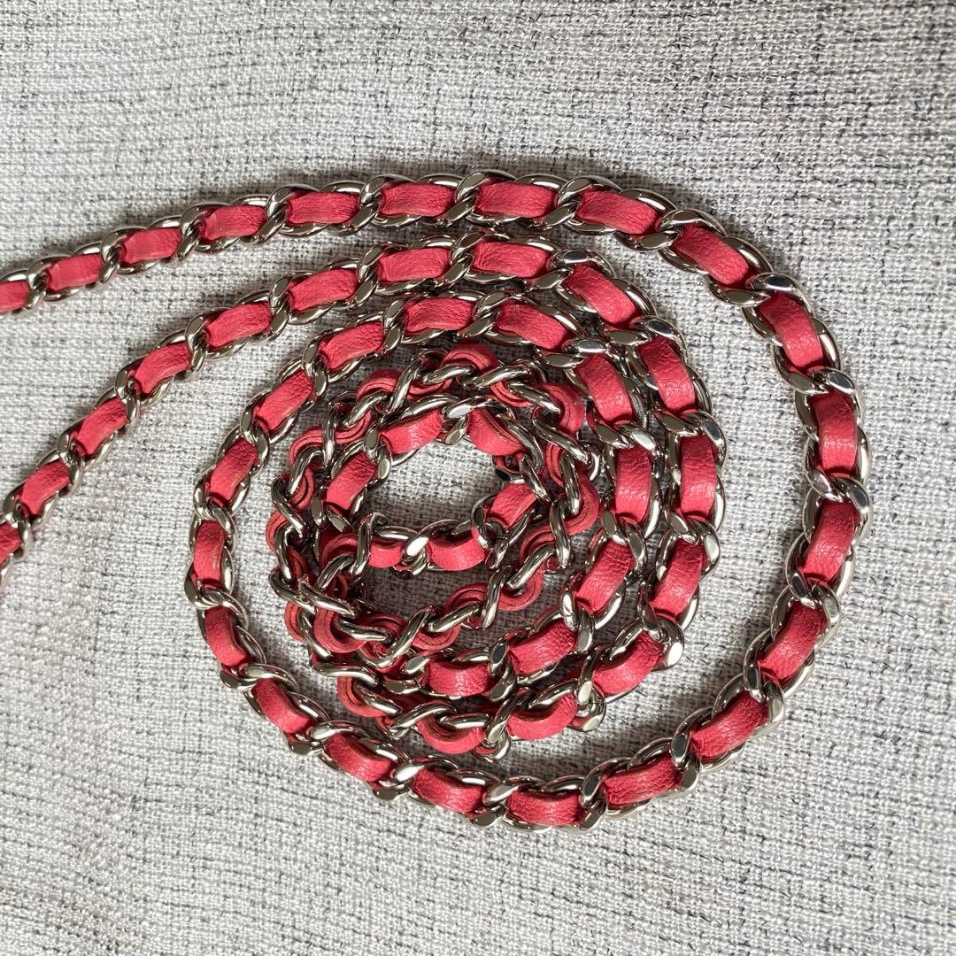 ★miyu★シャネル　チェーンショルダーバッグ　マトラッセ　ラムスキン　赤