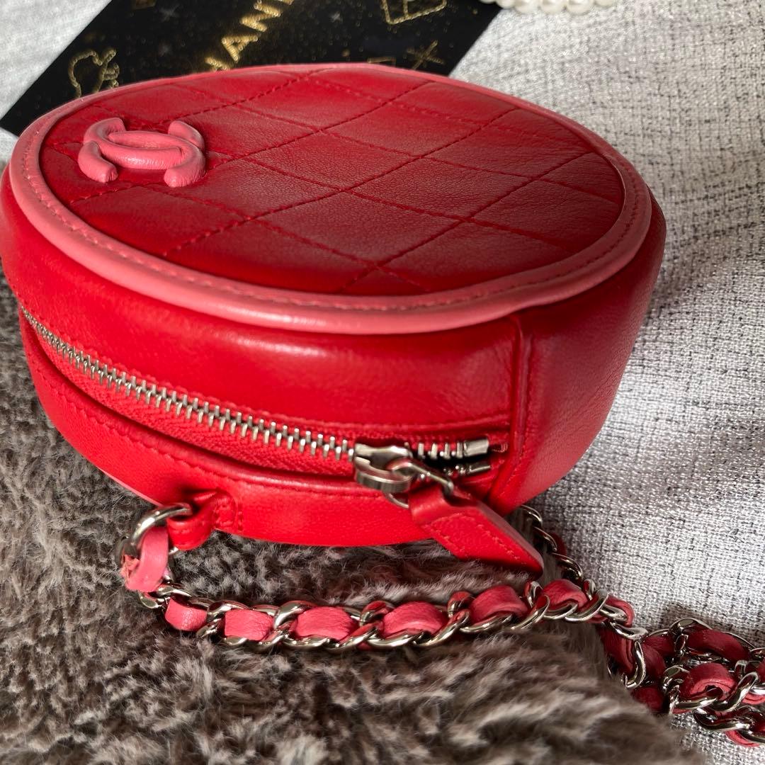 ★miyu★シャネル　チェーンショルダーバッグ　マトラッセ　ラムスキン　赤