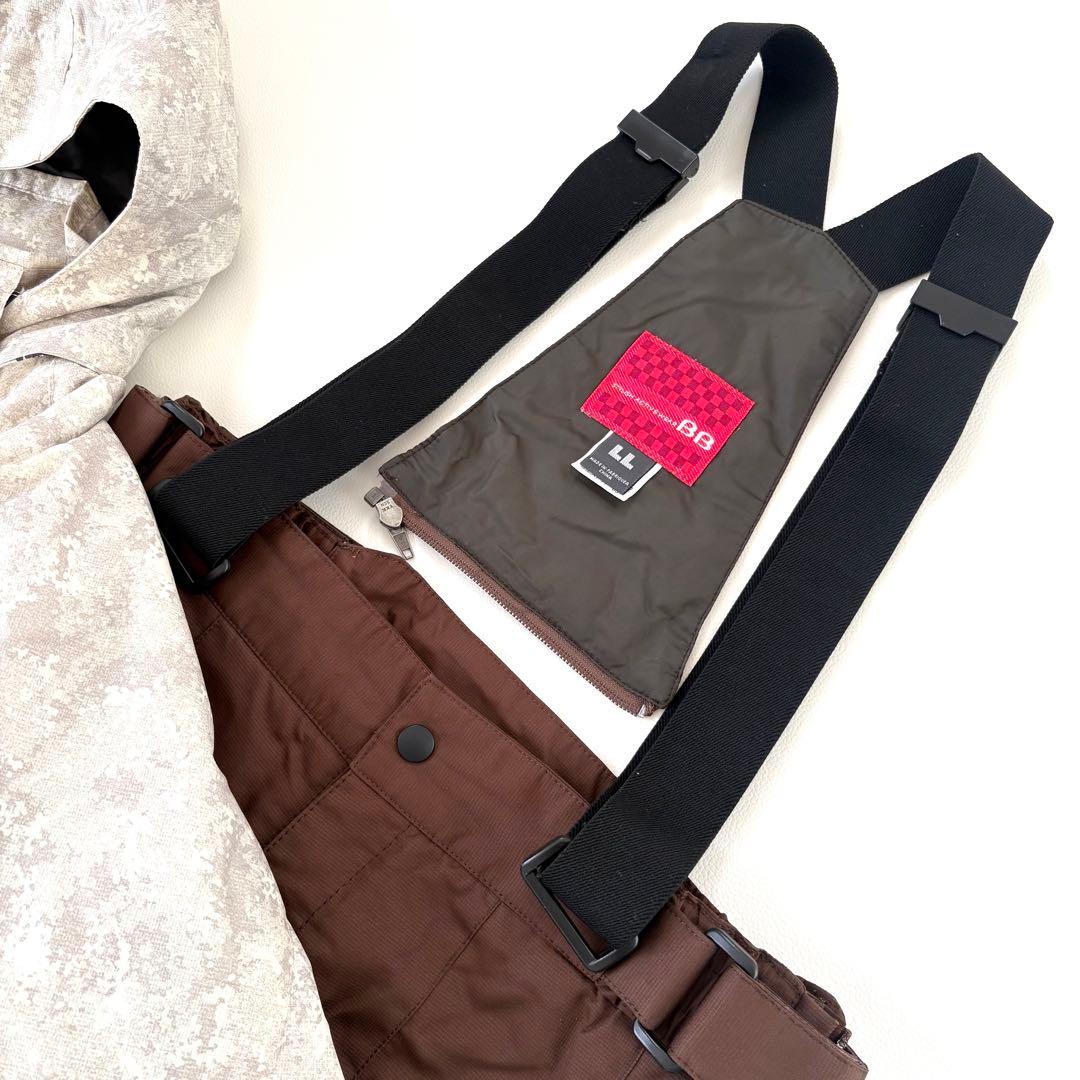 BB スキー スノボ ウエア 上下 大きいサイズLL アイボリー/ブラウン洗える