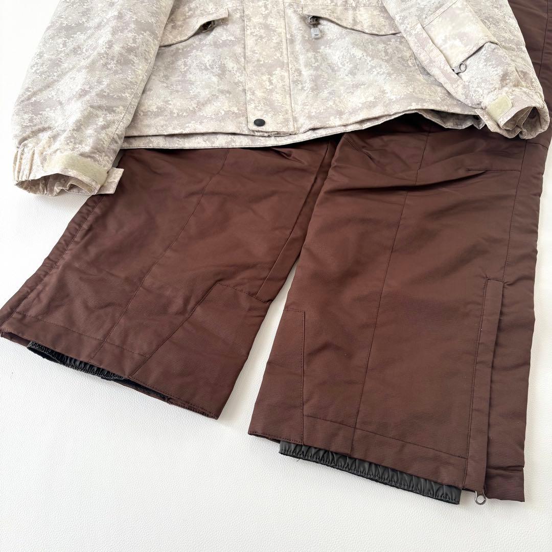 BB スキー スノボ ウエア 上下 大きいサイズLL アイボリー/ブラウン洗える