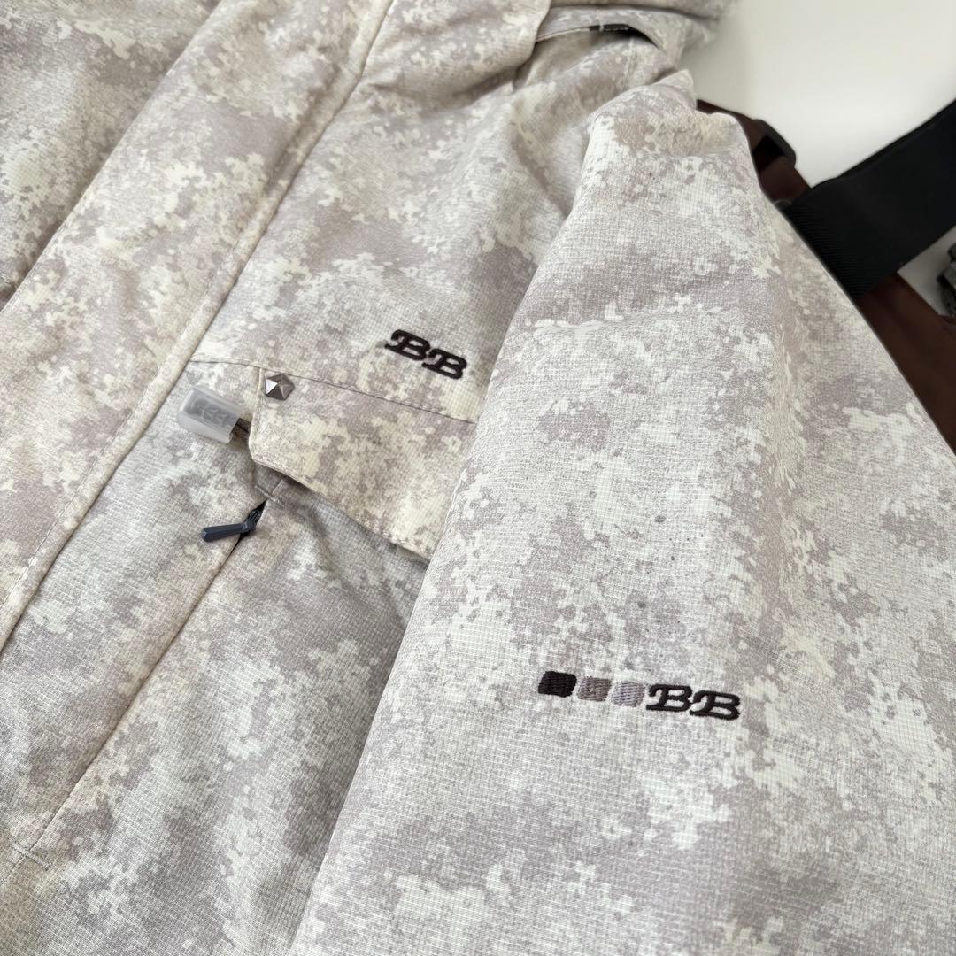 BB スキー スノボ ウエア 上下 大きいサイズLL アイボリー/ブラウン洗える