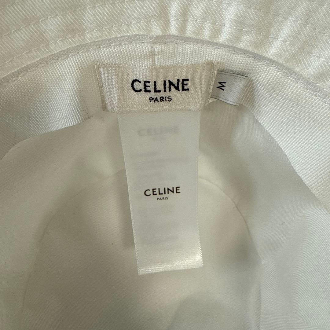 CELINE♦︎バケットハット Mサイズ バケハ ロゴ入りホワイト セリーヌ