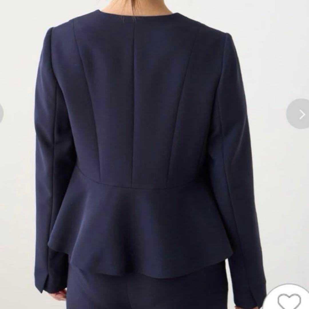 【新品タグ付き】CELFORD ネイビー ノーカラージャケット ペプラム36