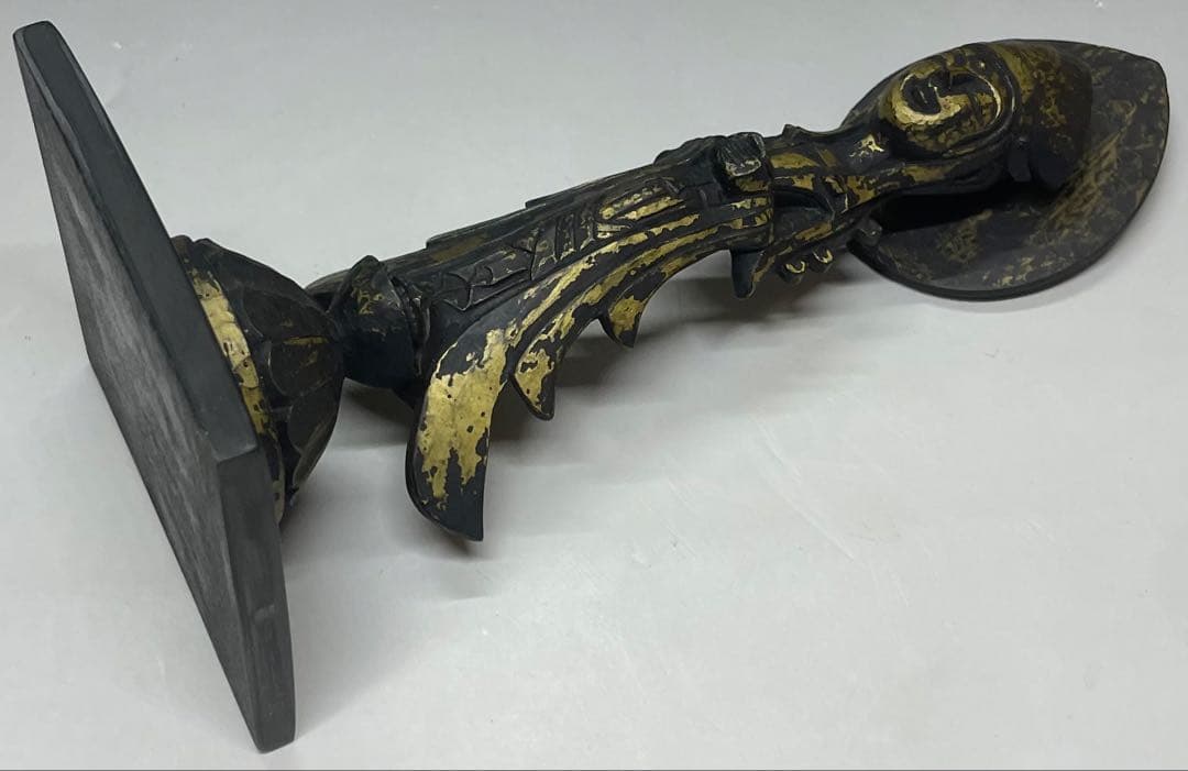 叩き彫　勢至菩薩像　寿造　木彫　b73