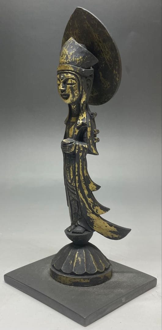 叩き彫　勢至菩薩像　寿造　木彫　b73