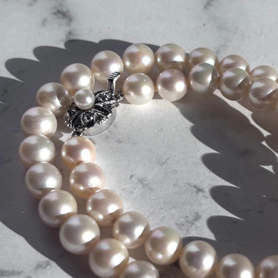 照り干渉色◎✨大珠8.5mm あこや本真珠パールネックレス SV刻印 フォーマル