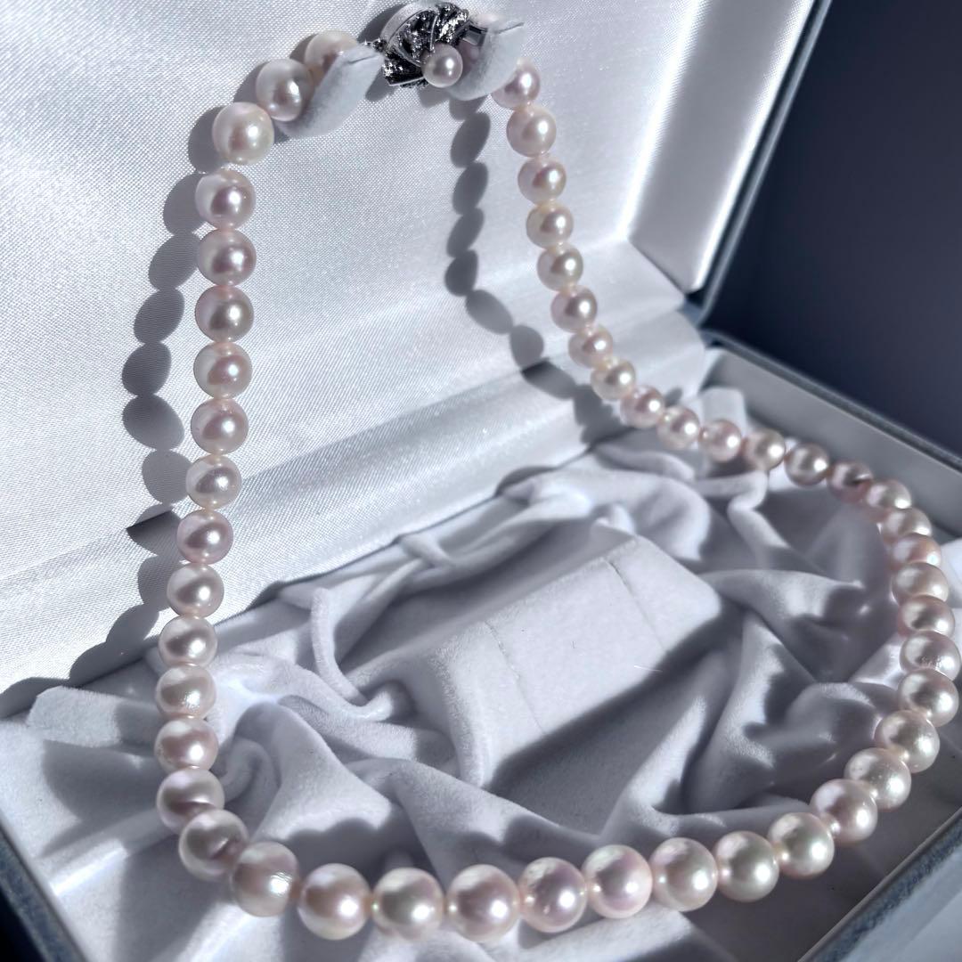 照り干渉色◎✨大珠8.5mm あこや本真珠パールネックレス SV刻印 フォーマル